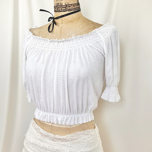 Ethereal Zara Peasant Top Off Shoulder Cottegecore Dainty Angelic Fairy Size S - Picture 3 of 12